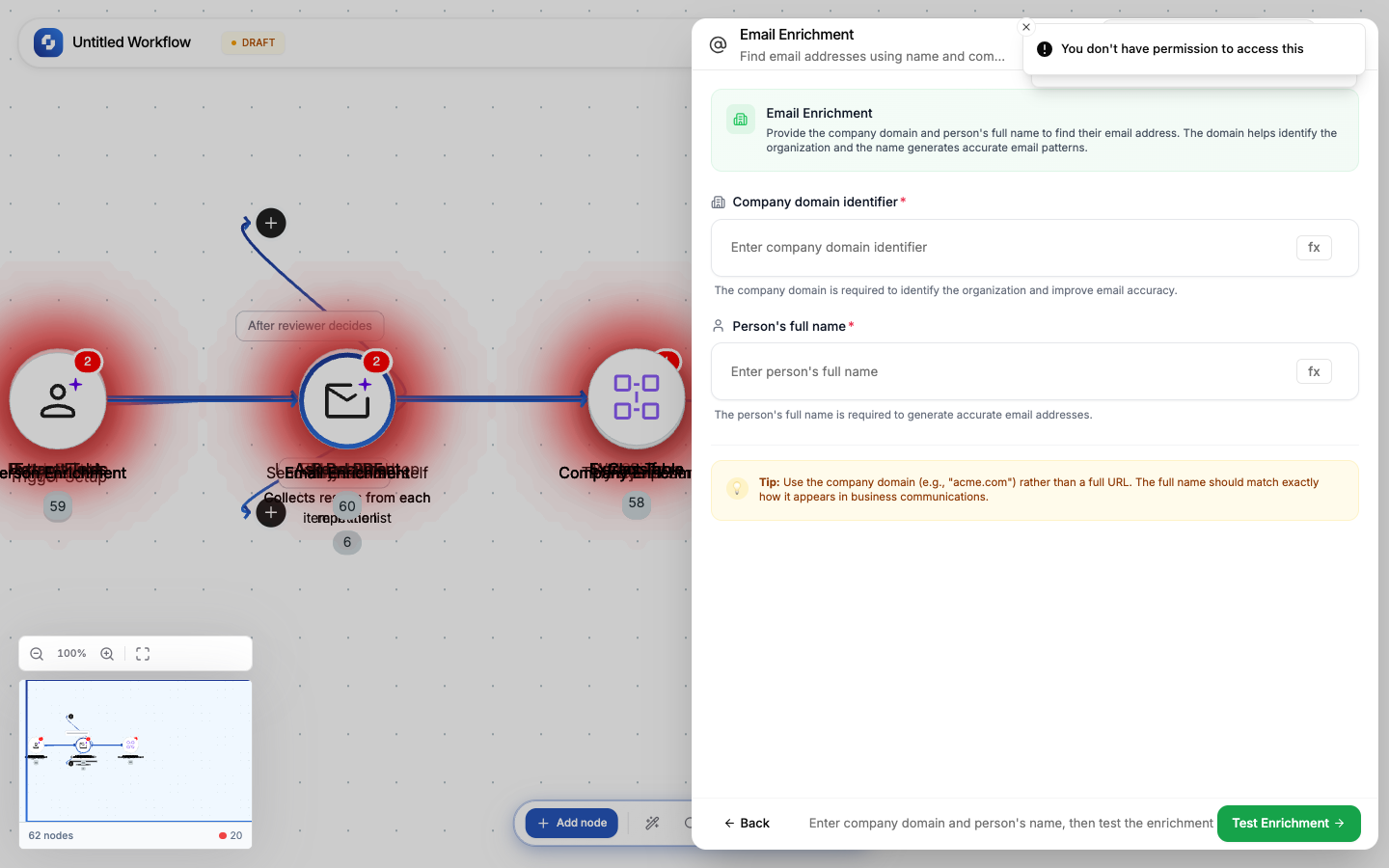 Email Enrichment configuration