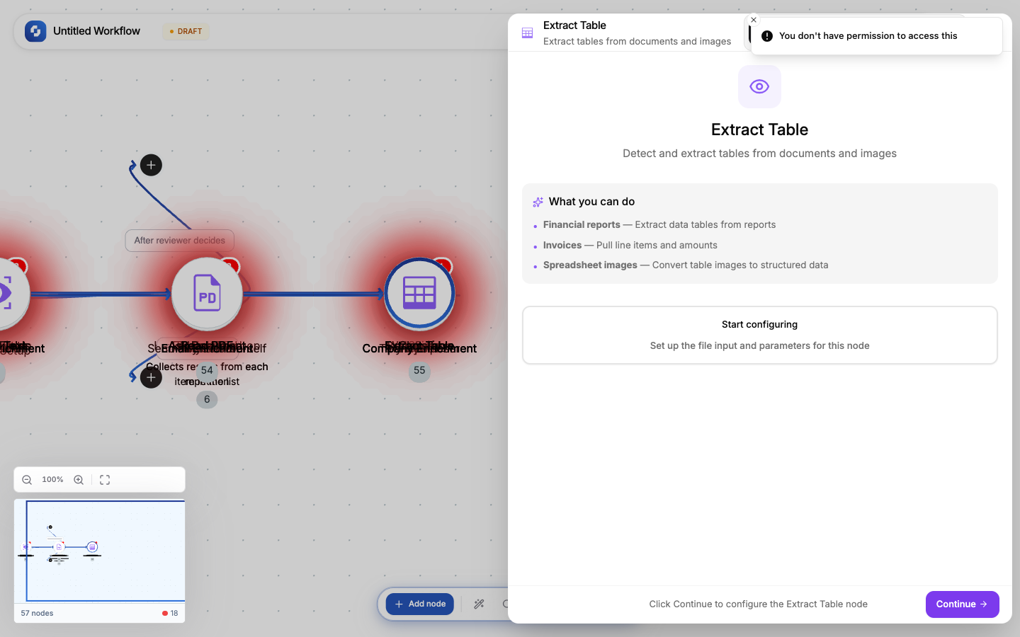 Table Extract configuration