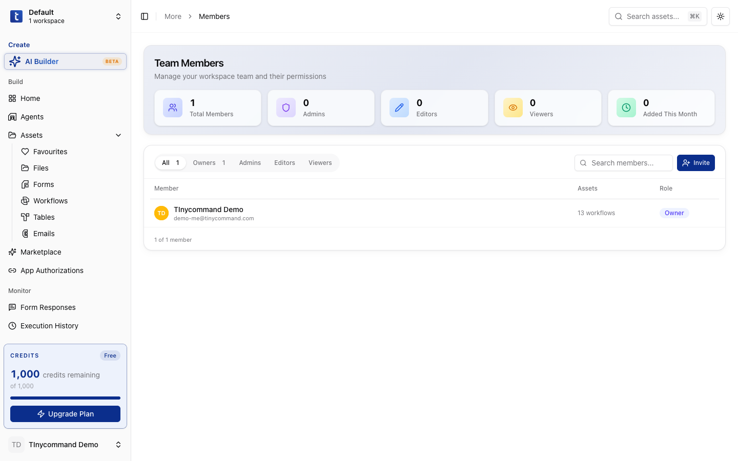 Members management screen