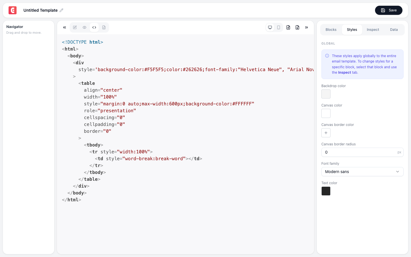 HTML export